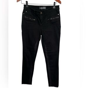 Reitmans Black Skinny Jeans with faux leather bands size 27